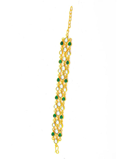 Green Kundan Bracelet – Gold Plated Indian Bridal Hand Jewelry for Women
