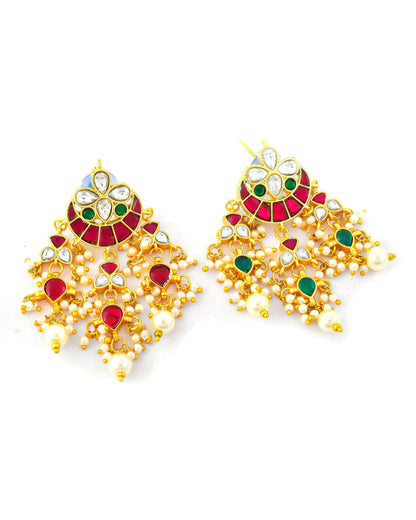 Gold Plated Pearl Drop Chandbali Earrings