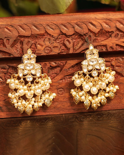 Kundan Pearl Choker Necklace Set, Gold Plated Indian Bridal Jewelry