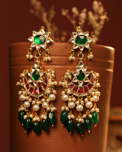 Kundan Choker Set, Green Bead Indian Bridal Handicrafts Fashion Jewelry