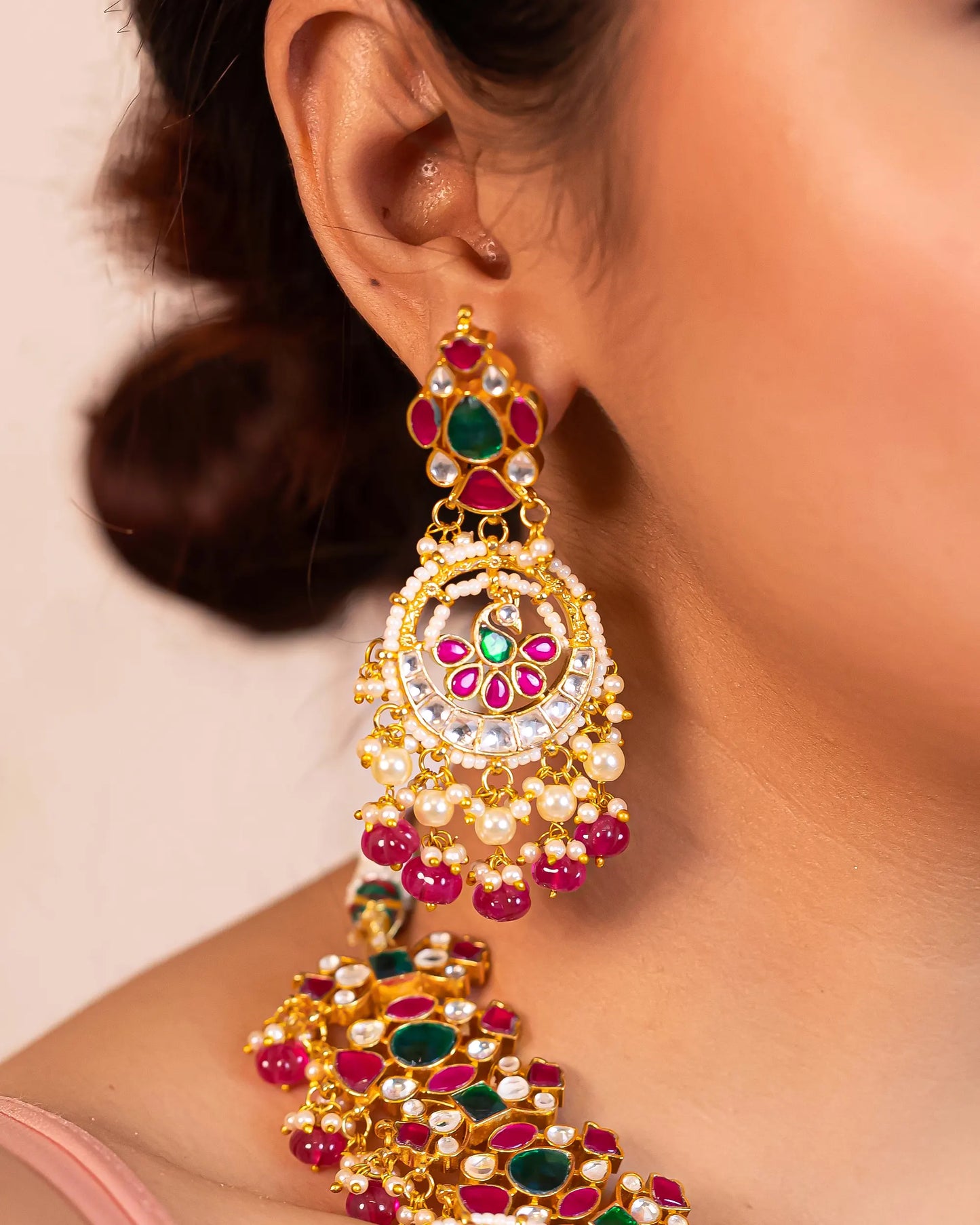 Kundan Choker Set with Pink & Green Stones – Gold Plated Indian Jewelry