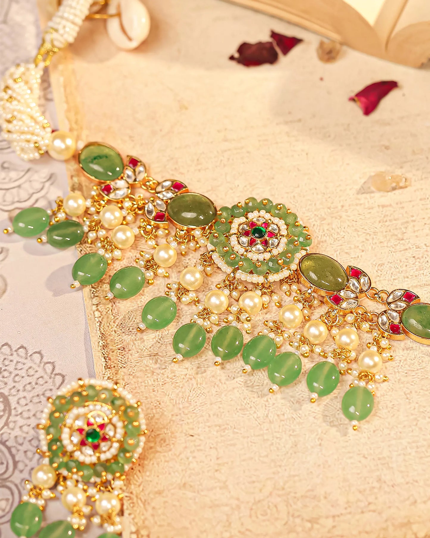 Pearl Beaded Choker Necklace Set – 18K Gold Plated Jewelry