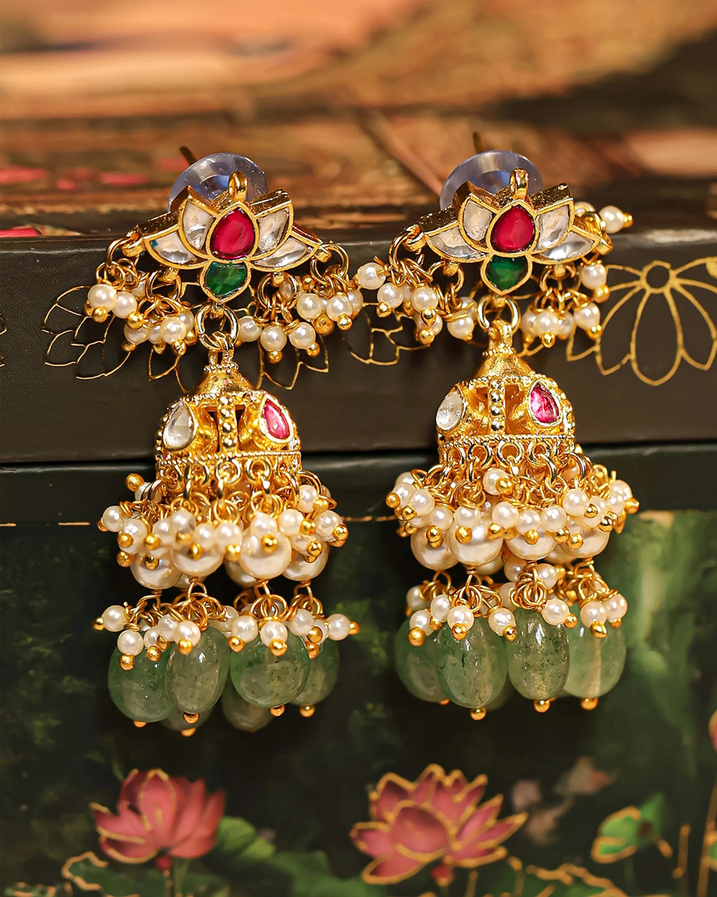 Kundan Stone Choker Necklace Set with Pearl Beads, Indian Handmade Bridal Jewelry