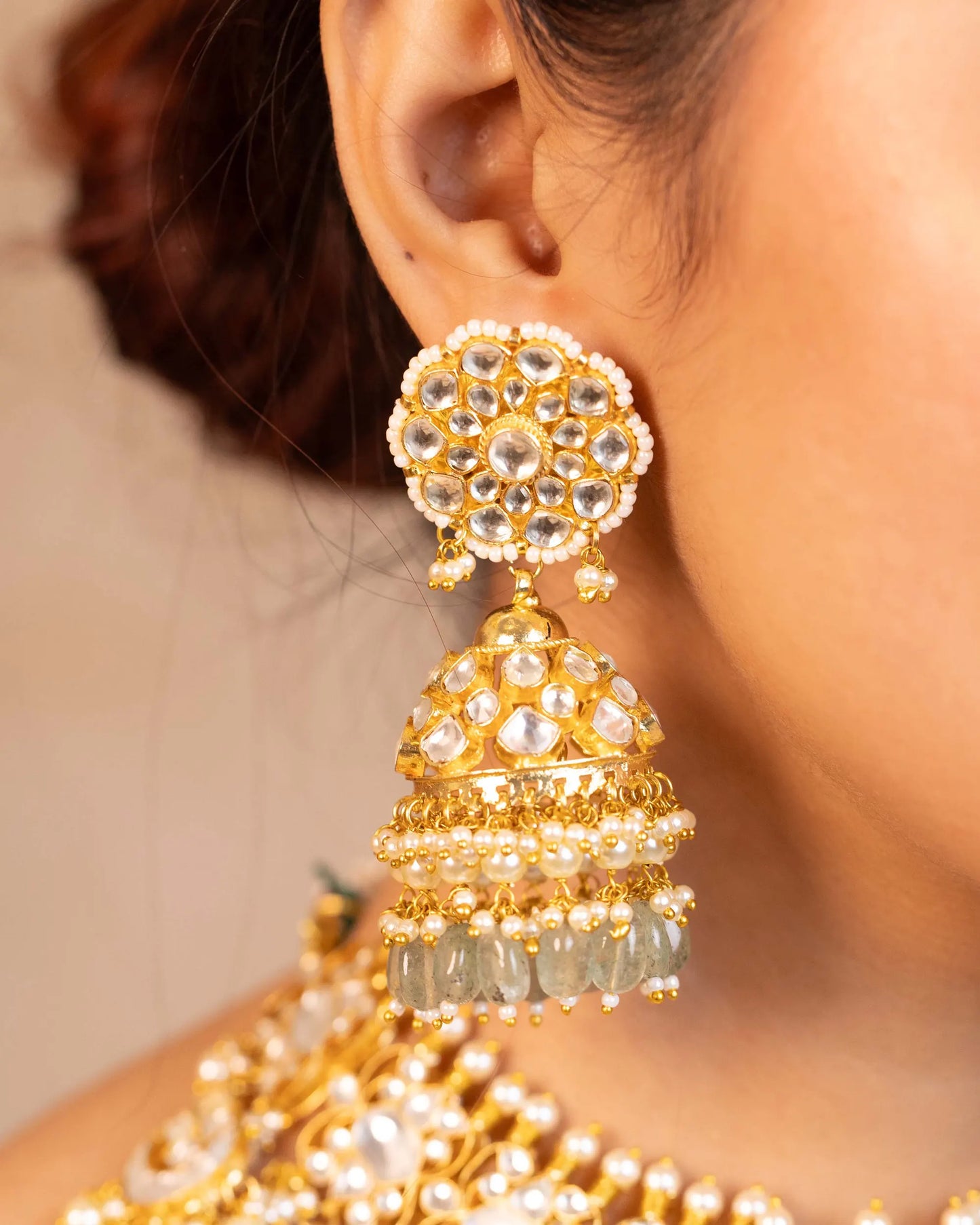 Gold Plated Kundan Bridal Choker Set with Pearl Drop Earrings and Maang Tikka Jewelry