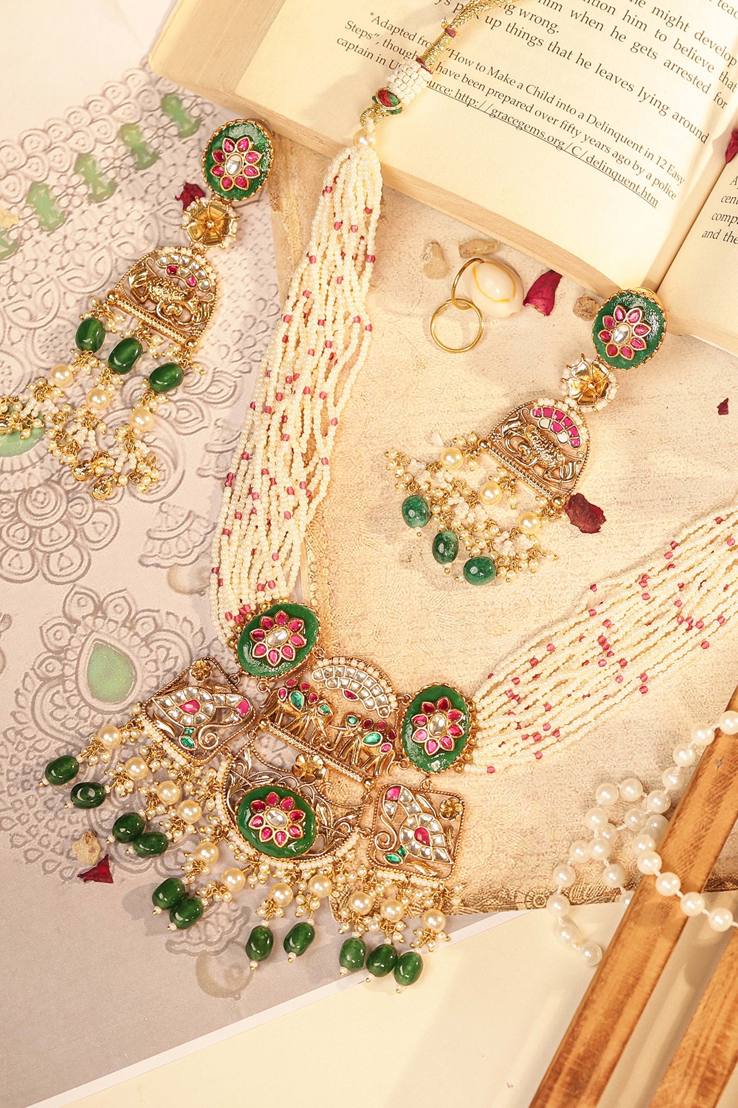 Multicolor Indian Bridal Choker Necklace Set, Festive Statement jewelry