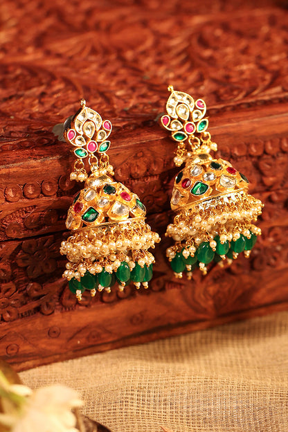 Bridal Kundan Choker Set, Multicolor Necklace With Earrings & Maang Tikka