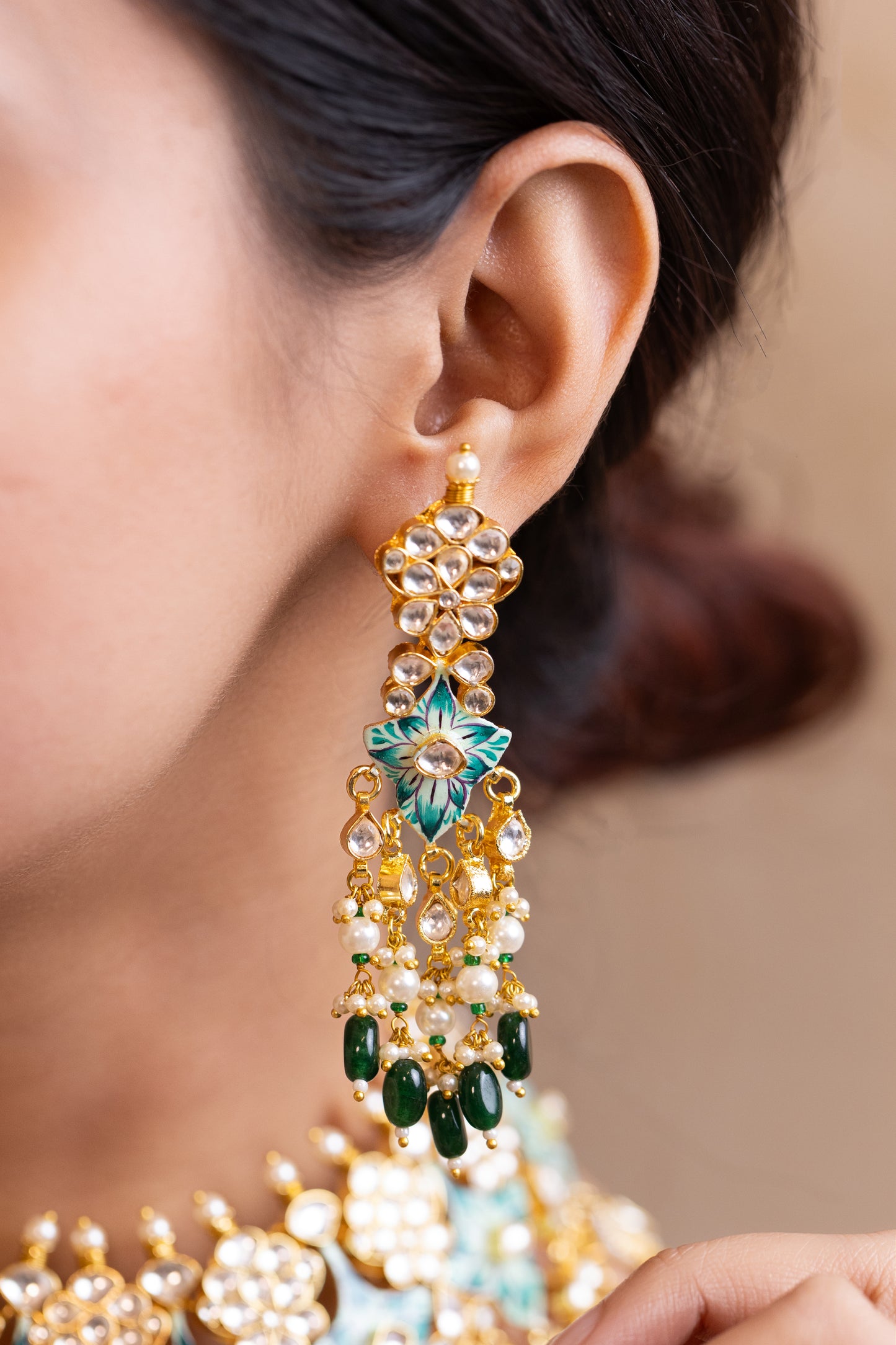 Minakari Kundan Choker Set, 18k gold plated Necklace with earrings