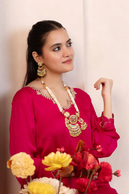 Gold Plated Kundan Meenakari Choker Necklace Set with Earrings, Indian Bridal Jewelry Gift for Her