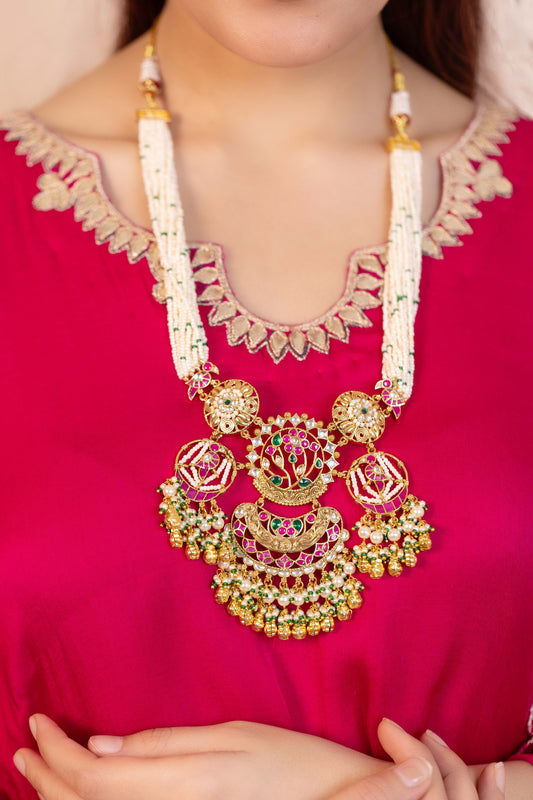 Handcrafted Gemstone and Pearl Bridal Choker Jewelry Necklace Set