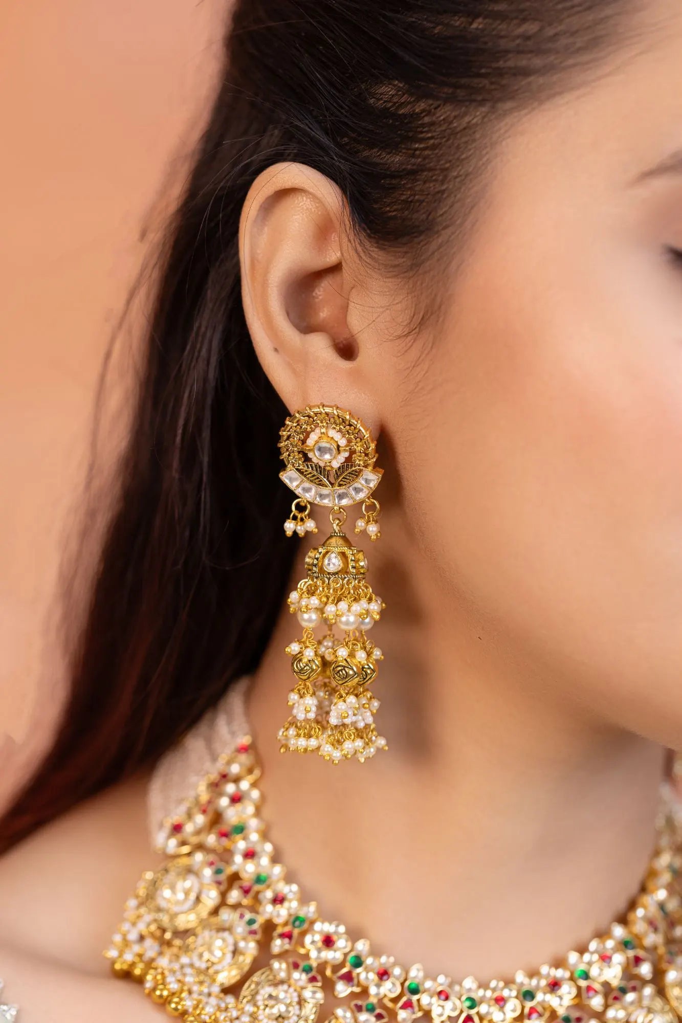 Bridal Kundan Necklace Set with Earrings
