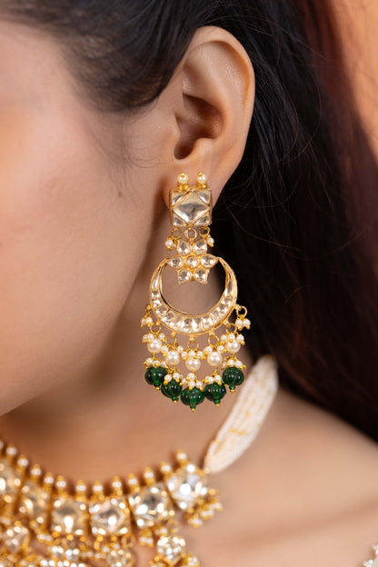 Green Kundan Bridal Choker Necklace Set with Earrings Jewelry