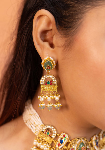 Anvika Green Kundan Choker Necklace Set – Indian Festive Jewellery