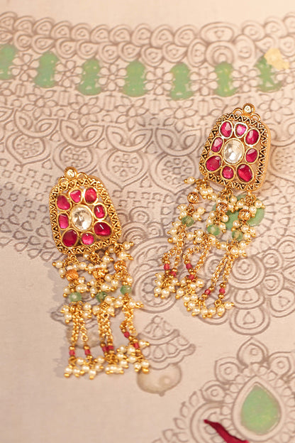Indian Bridal Pink Kundan Choker Set – Wedding Necklace & Earrings Jewelry