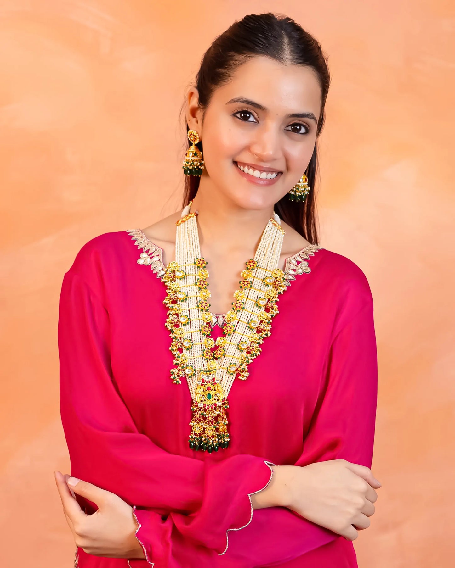Kundan Long Necklace Set – Gold Plated Traditional Indian Jewelry