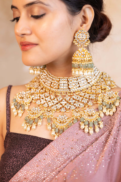 Bridal Choker Necklace With Earrings & Maang Tikka Set