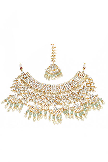 Bridal Choker Necklace With Earrings & Maang Tikka Set