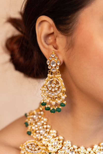 Green Bridal Choker Necklace set | 18k Golda plated Jewelry