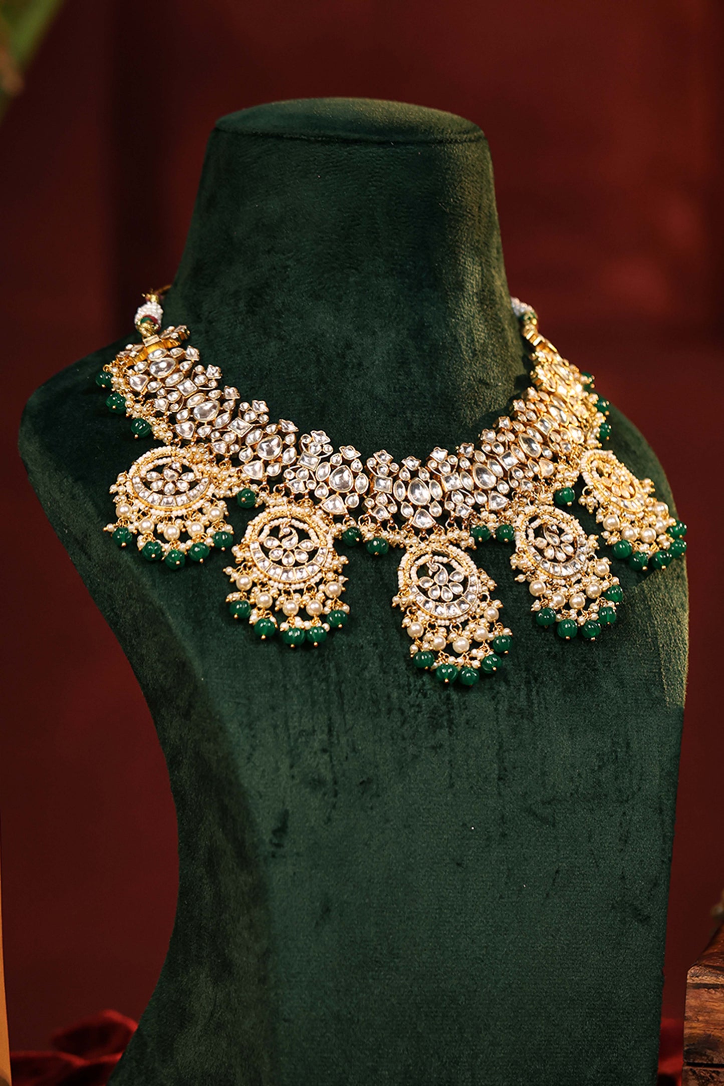 Green Bridal Choker Necklace set | 18k Golda plated Jewelry