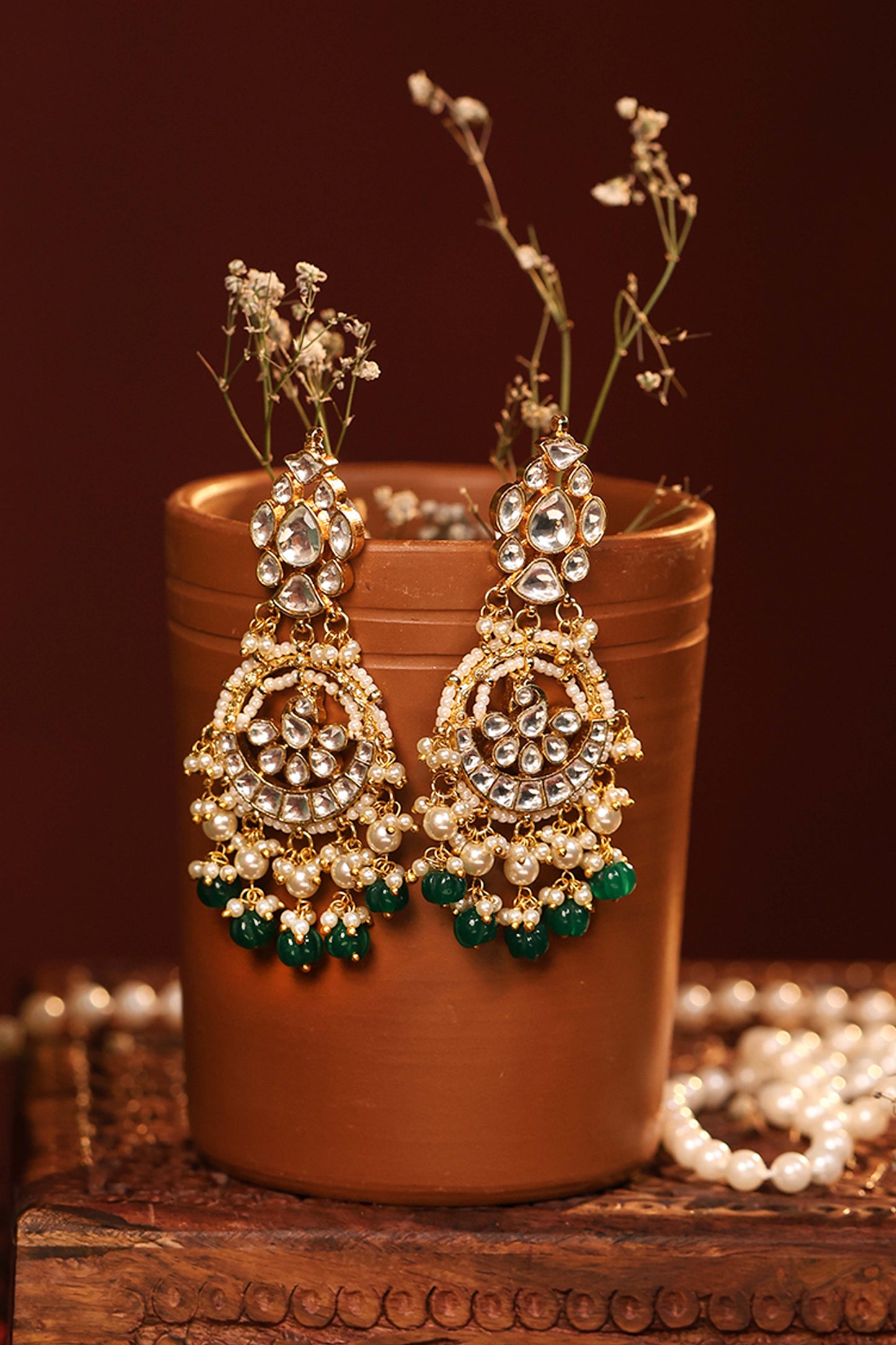 Green Bridal Choker Necklace set | 18k Golda plated Jewelry