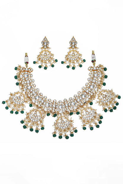 Green Bridal Choker Necklace set | 18k Golda plated Jewelry