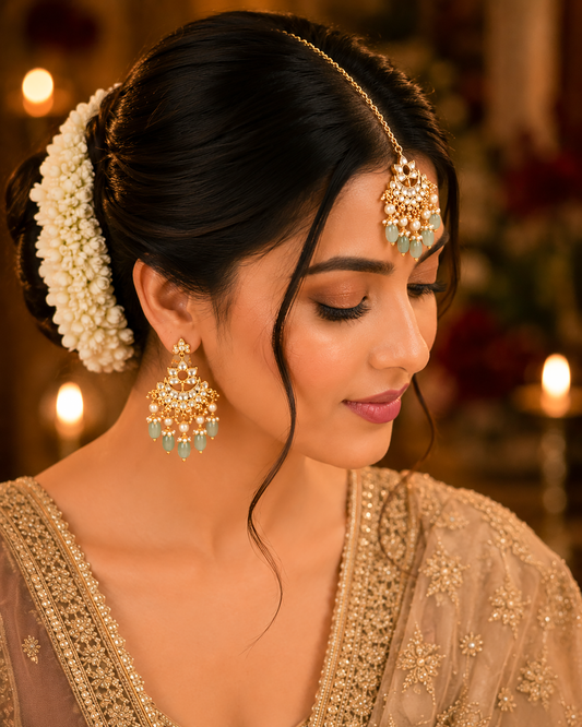 Kundan Pearl Maang Tikka for Women, Indian Bridal Headpiece, Traditional Ethnic Jewelry, Wedding Matha Patti Style Forehead Jewelry