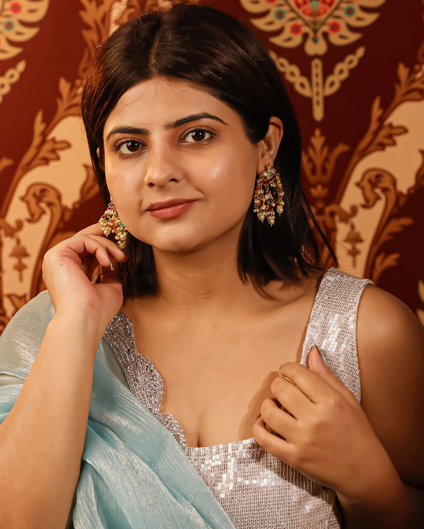 Gold Plated Pearl Drop Chandbali Earrings