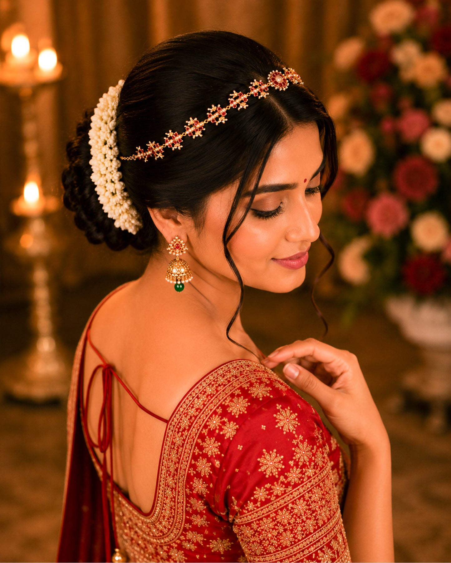 Kundan Sheeshpatti Headpiece with Pearls, Gold Ruby Bridal Jewelry, Wedding Hair Accessory Jewelry