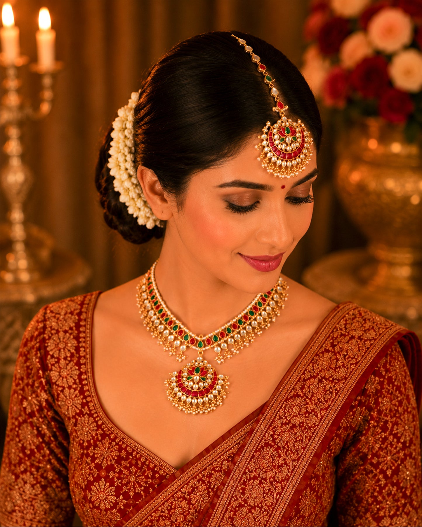 Bridal Kundan Sheeshpatti Matha Patti with Pendant, Indian Wedding Head Jewelry, Gold Pearl Multicolor Headpiece