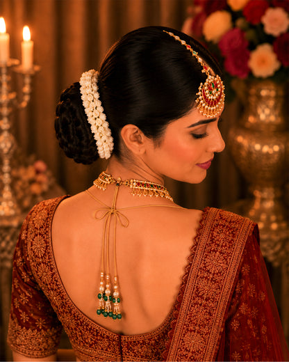 Bridal Kundan Sheeshpatti Matha Patti with Pendant, Indian Wedding Head Jewelry, Gold Pearl Multicolor Headpiece