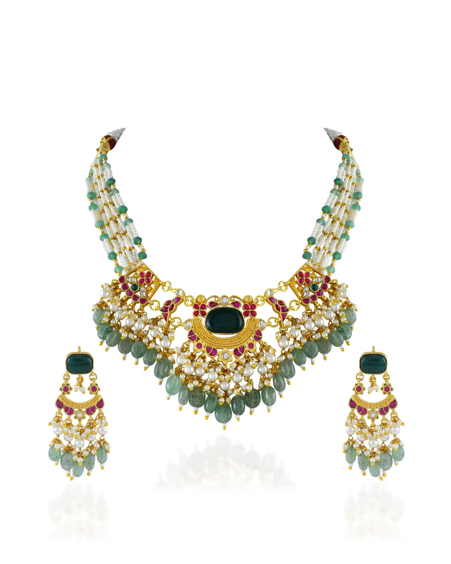 Vintage Kundan Pearl Necklace Set – Traditional Mughal Bridal Jewelry