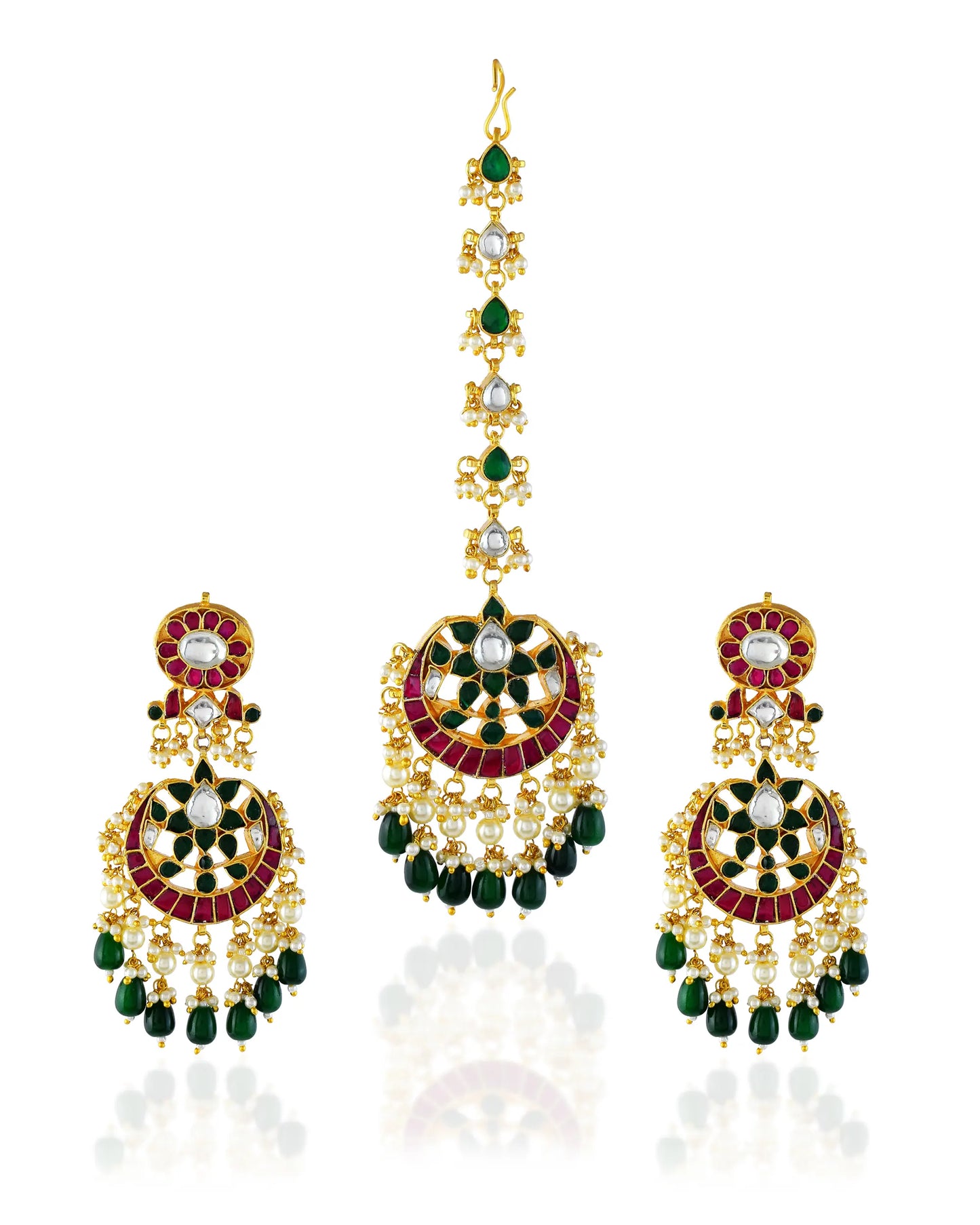Kundan Maang Tikka and Earrings Set