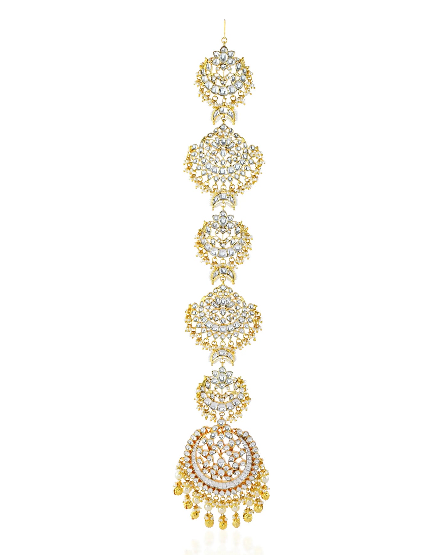 White Kundan Pearl Hair Braid Jewelry Bridal Hair Choti