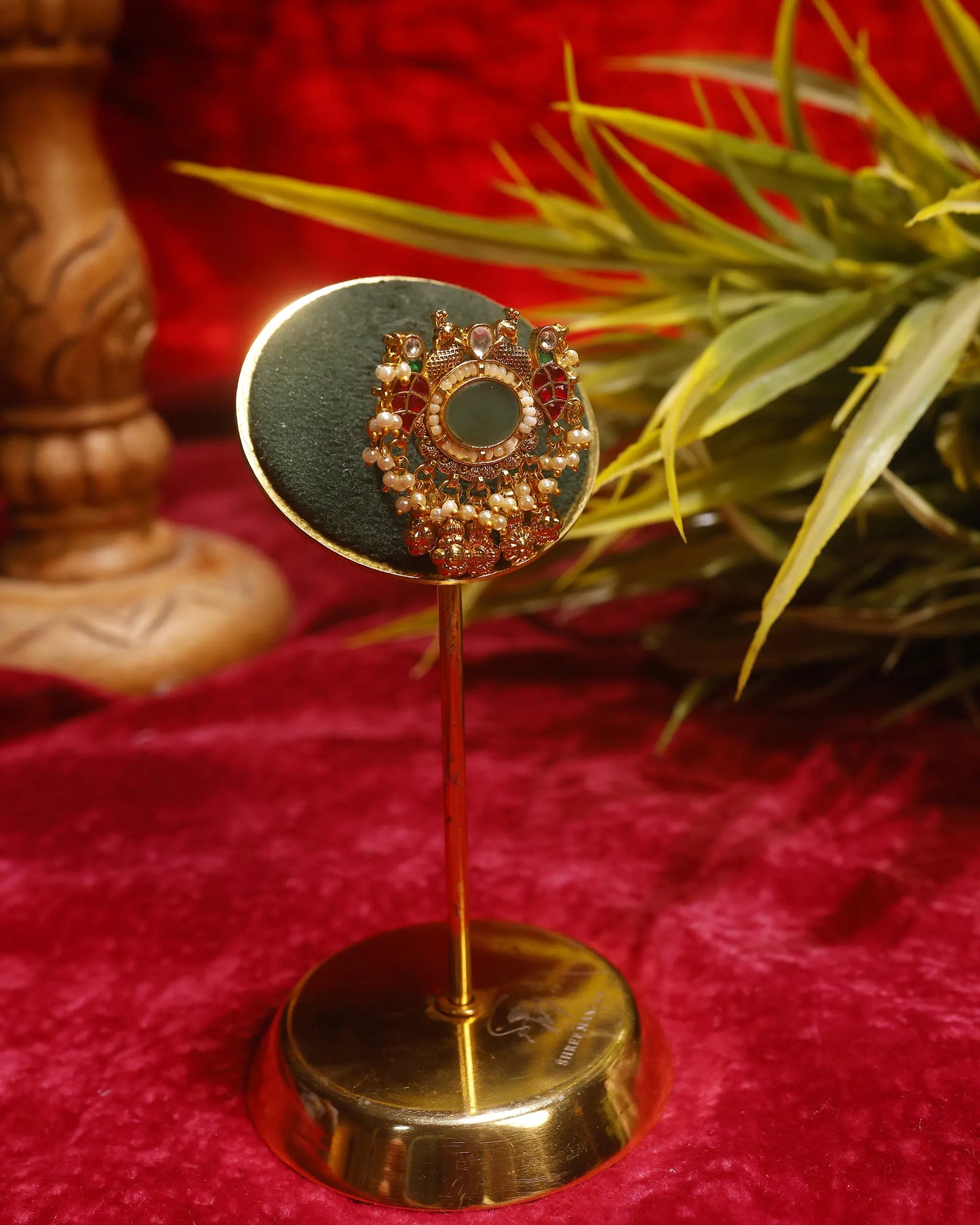 Traditional Kundan Adjustable Ring, Indian Bridal Statement Ring, Gold Plated Pearl Ethnic Cocktail Jewelry, Handmade Festive Ring