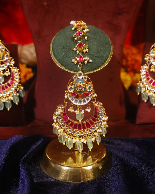 Meenakari Kundan Bridal Choker Set with Earrings & Maang Tikka  Designer Wedding Jewelry