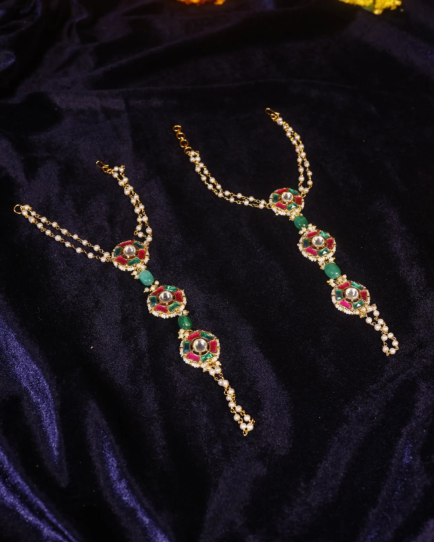 Kundan Pearl Hathphool Hand Harness