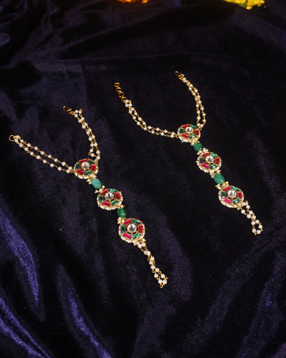 Kundan Pearl Hathphool Hand Harness