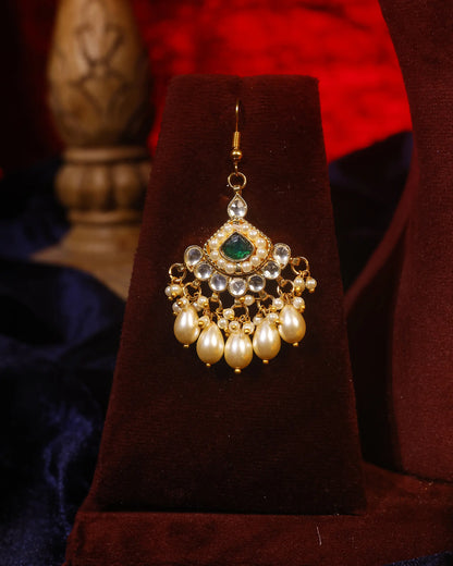Kundan Pearl Necklace Set for Women, Indian Wedding Jewelry, Traditional Gold Plated Bridal Set