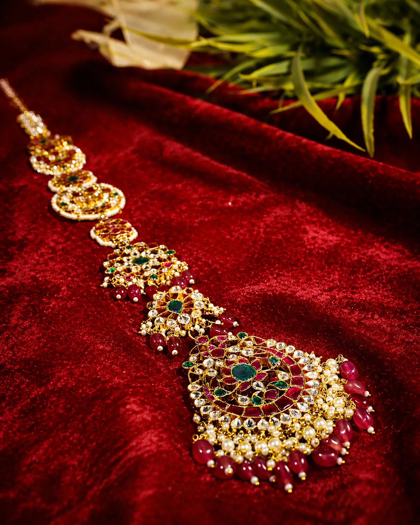 South Indian Bridal Hair Choti Jewelry Temple Kundan Accessory
