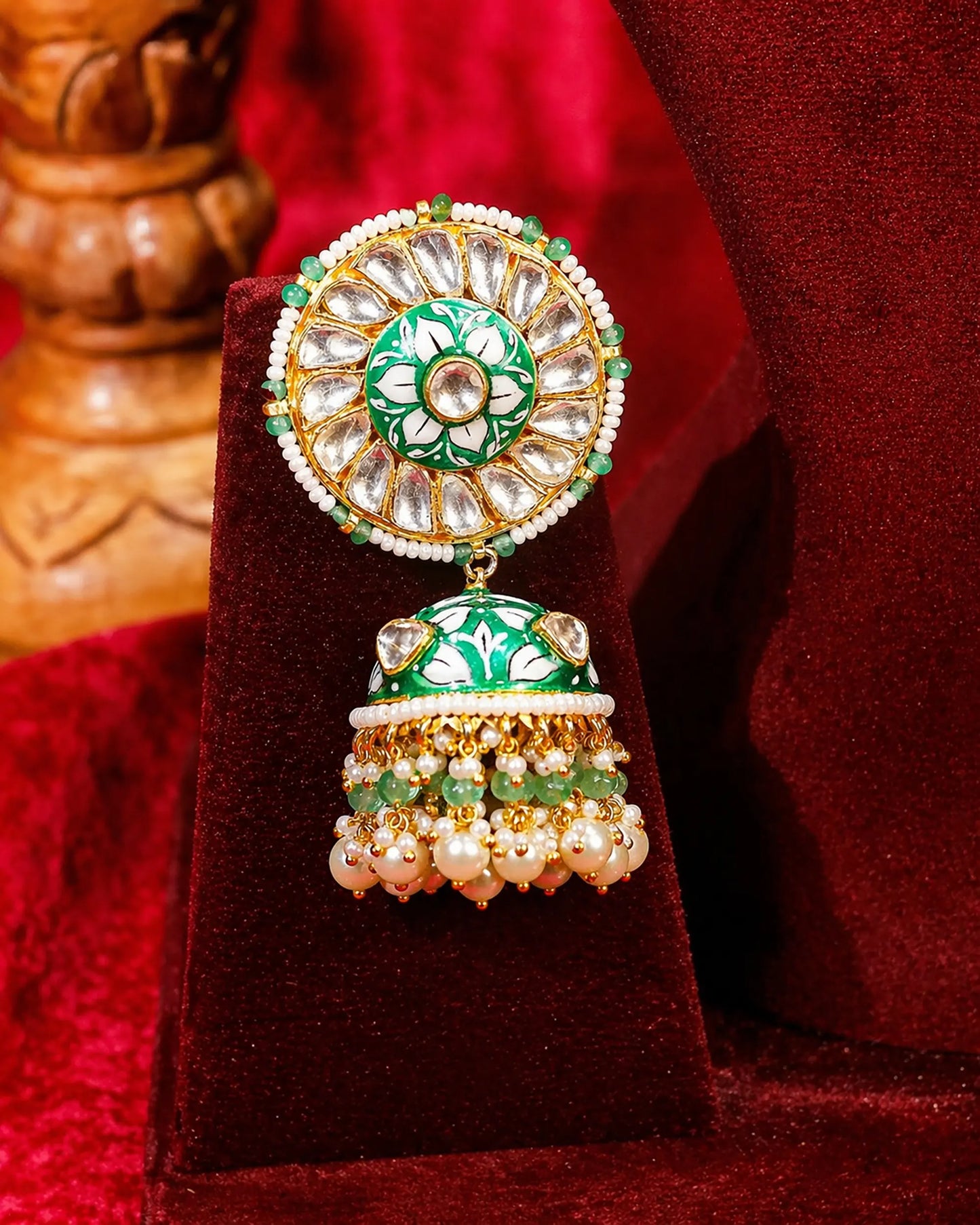Royal Kundan Polki Bridal Necklace Earrings Set with Green Beads & Maang Tikka  Traditional Indian Wedding Jewelry