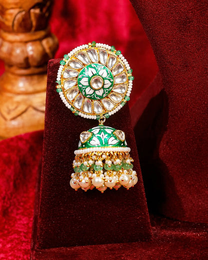 Royal Kundan Polki Bridal Necklace Earrings Set with Green Beads & Maang Tikka  Traditional Indian Wedding Jewelry