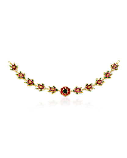Bridal Kundan Matha Patti Headpiece, Pearl Floral Wedding Jewelry, Boho Forehead Chain
