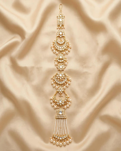 Kundan Pearl Indian Braid Accessory: Traditional Bridal Wedding Hair Jewelry