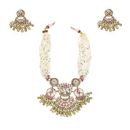 Gold Plated Kundan Meenakari Choker Necklace Set with Earrings, Indian Bridal Jewelry Gift for Her