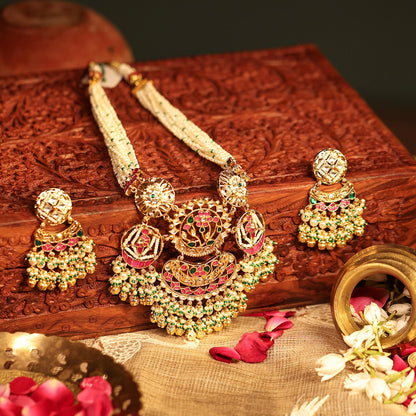 Gold Plated Kundan Meenakari Choker Necklace Set with Earrings, Indian Bridal Jewelry Gift for Her