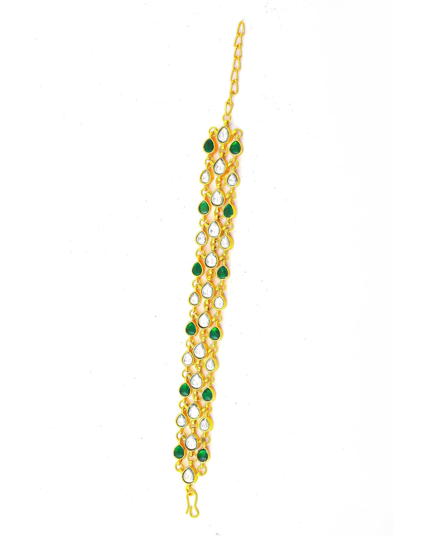 Green Kundan Bracelet, Indian Bridal Hand Bracelet, Gold Plated Polki Bracelet, Traditional Ethnic Festive Wedding Jewelry