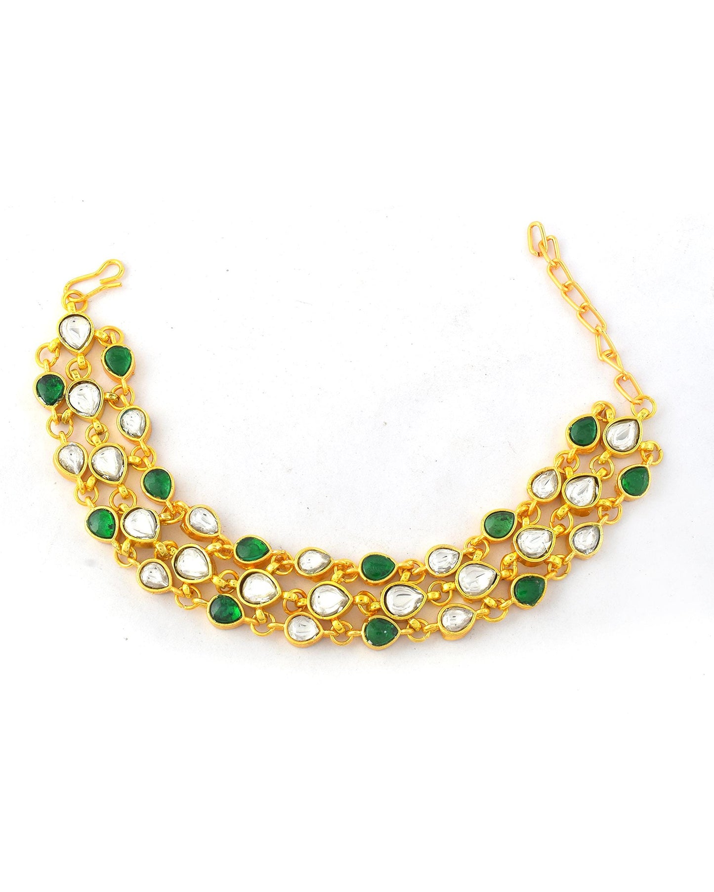 Green Kundan Bracelet, Indian Bridal Hand Bracelet, Gold Plated Polki Bracelet, Traditional Ethnic Festive Wedding Jewelry