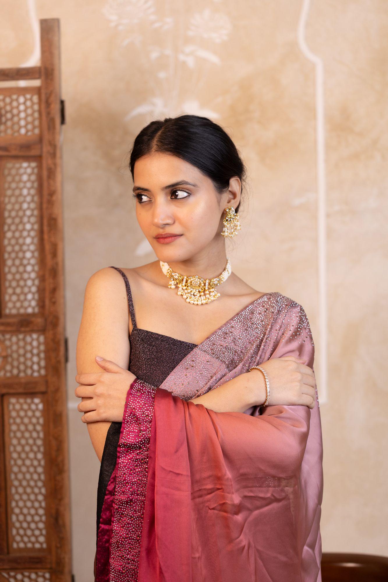 Pearl Kundan Choker Necklace Set with Earrings, Indian Bridal Jewelry, White Stone Choker, Traditional Wedding Jewelry, Gold Necklace