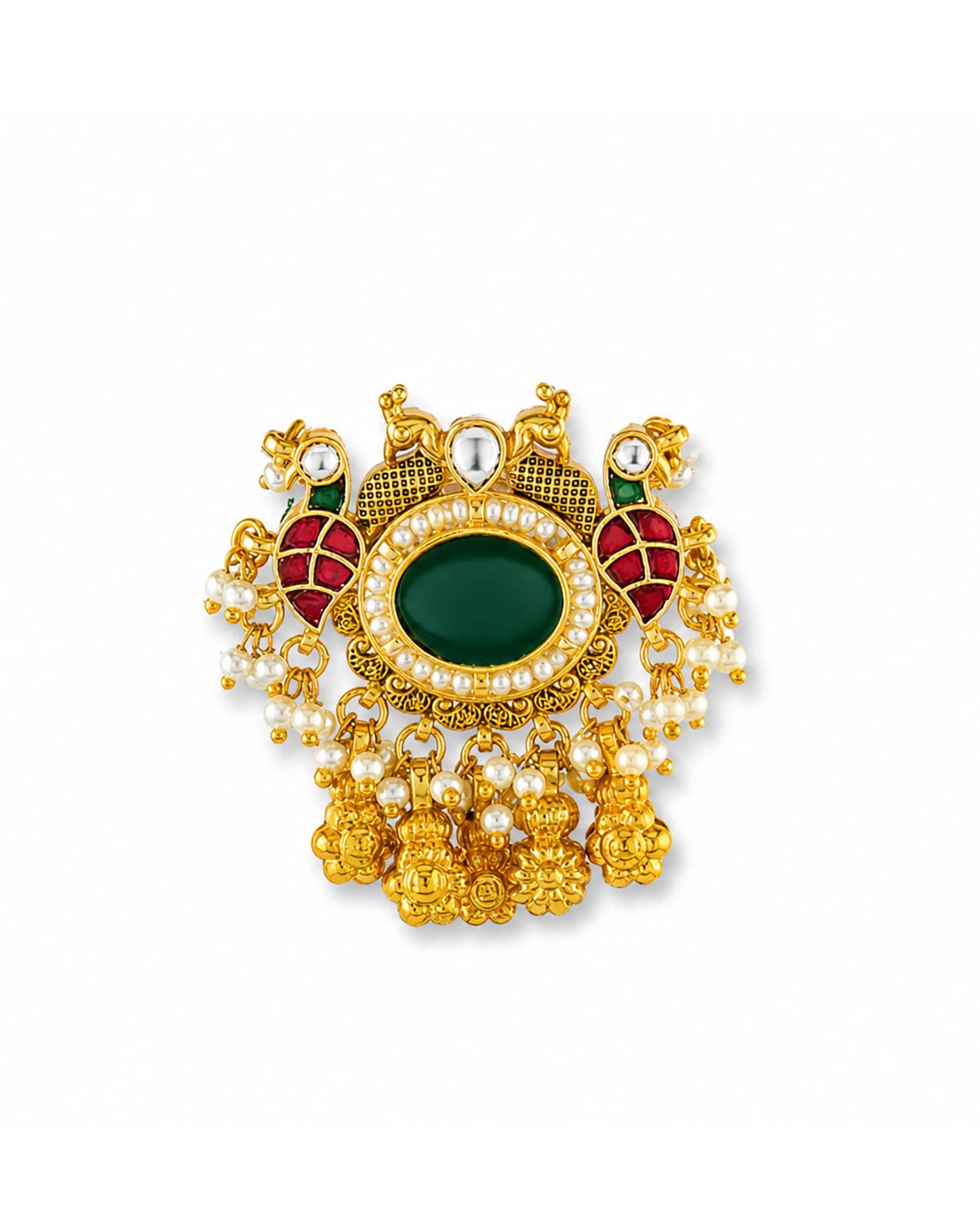 Traditional Kundan Adjustable Ring, Indian Bridal Statement Ring, Gold Plated Pearl Ethnic Cocktail Jewelry, Handmade Festive Ring