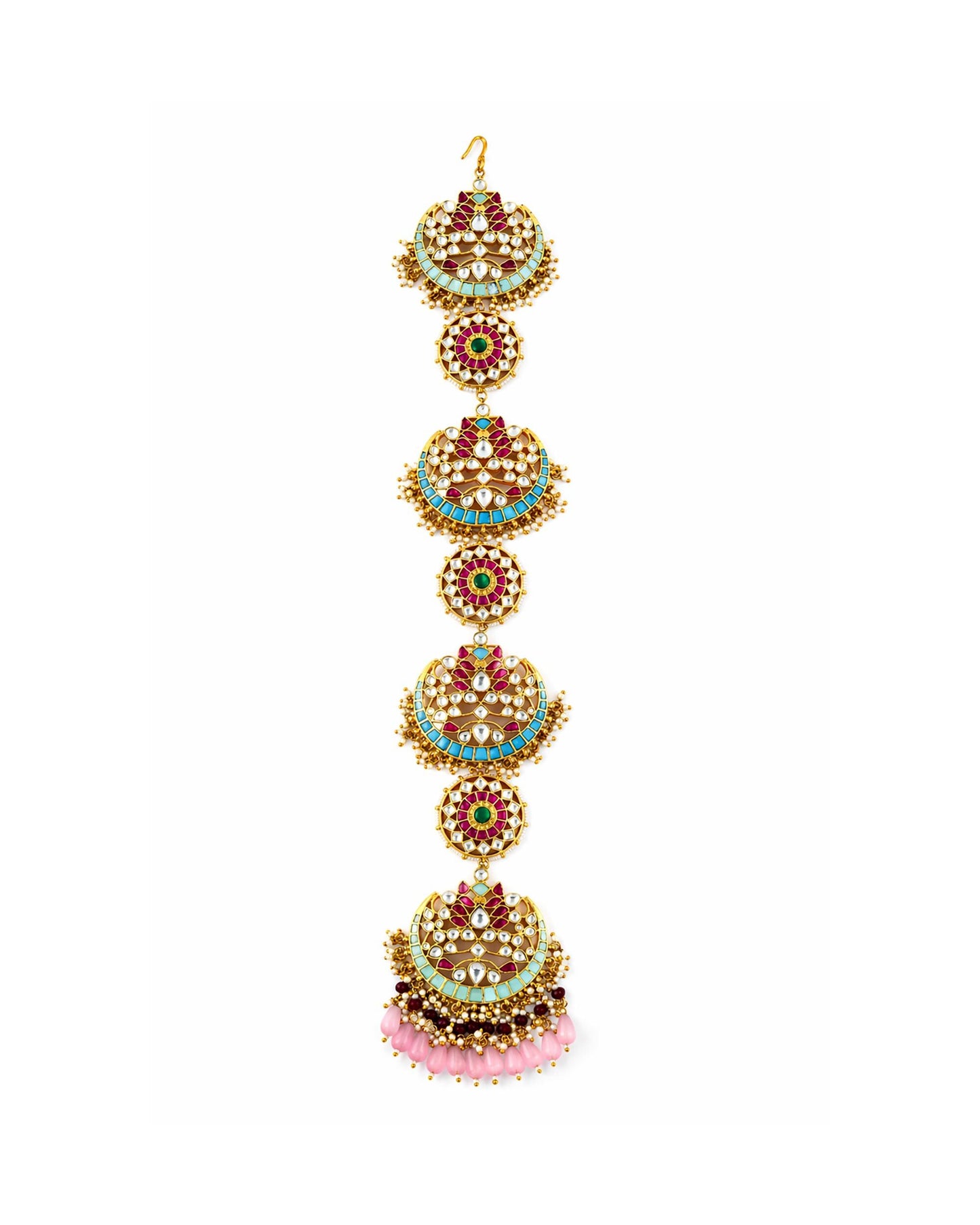 Bridal Hair Choti Style Kundan Meenakari Braid Accessory for Brides, Traditional Wedding Juda & Braid Jewelry