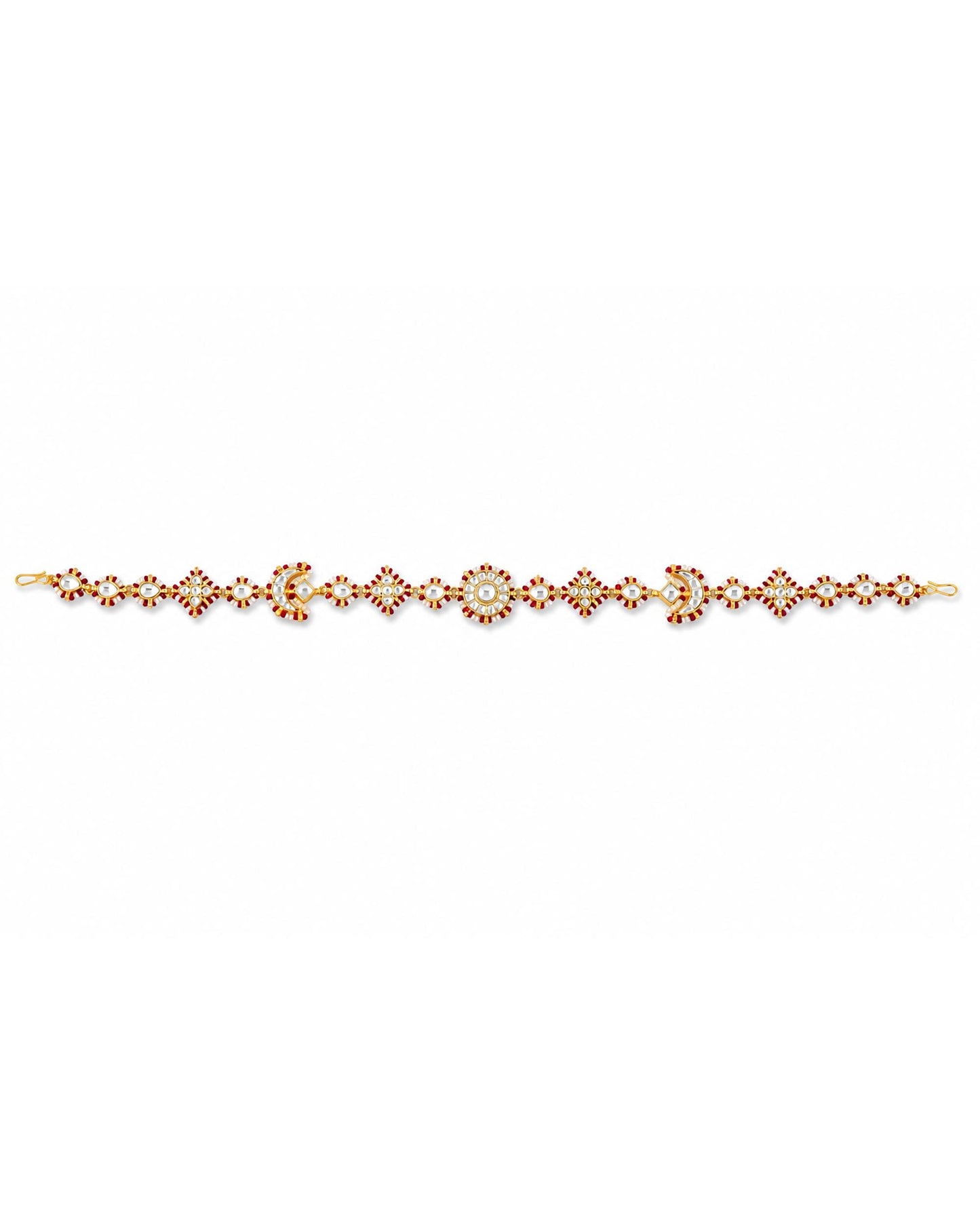 Kundan Sheeshpatti Headpiece with Pearls, Gold Ruby Bridal Jewelry, Wedding Hair Accessory Jewelry